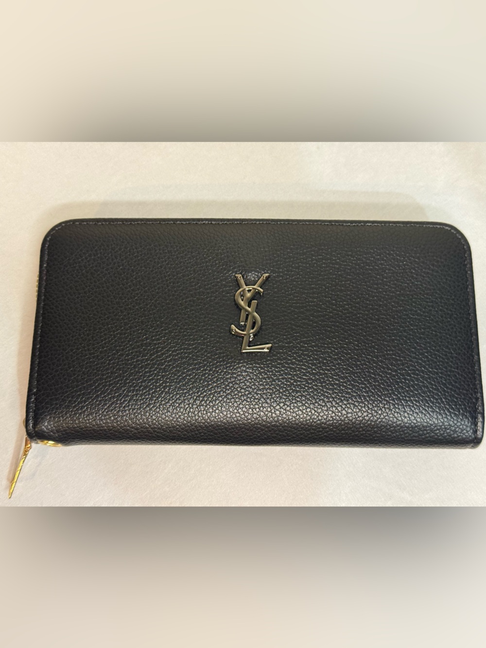 Black Zip-Around Pebbled Leather Wallet